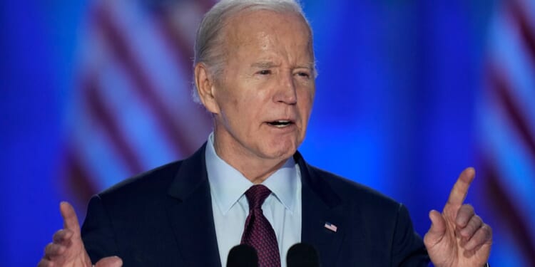 President Joe Biden speaks at a campaign event Sunday in Las Vegas.