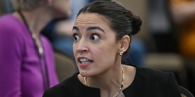 New York Rep. Alexandria Ocasio-Cortez attends the House Democratic Caucus Issues Conference in Leesburg, Virginia, on Feb. 8.