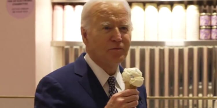 On Monday, President Joe Biden went to get ice cream with Seth Meyers in New York City before an afternoon taping of NBC’s “Late Night with Seth Meyers.”