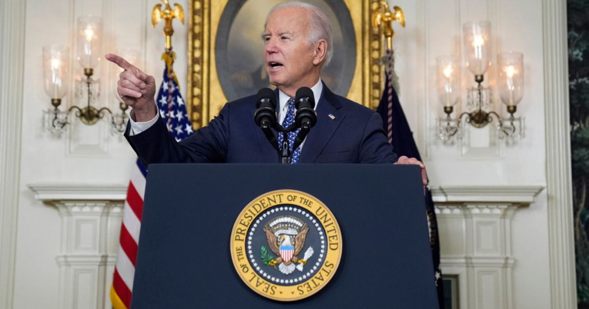 President Joe Biden spoke Thursday in the Diplomatic Reception Room of the White House, in Washington, D.C.