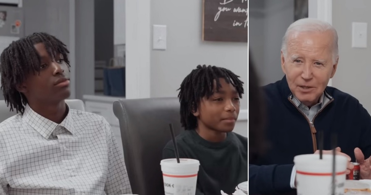 Christian and Carter of Raleigh, North Carolina, left, had dinner with President Joe Biden, right, at their home in January.