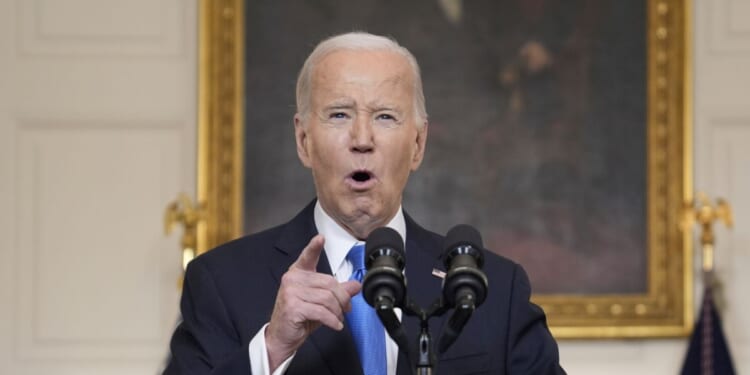 Joe Biden delivering remarks in the White House