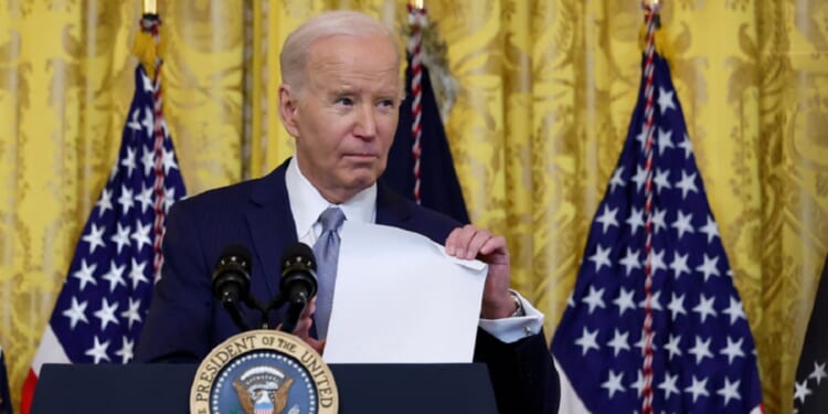 President Joe Biden is pictured speaking at the White House on Friday.