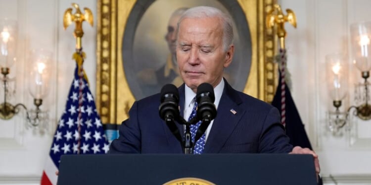 Joe Biden speaking in the White House