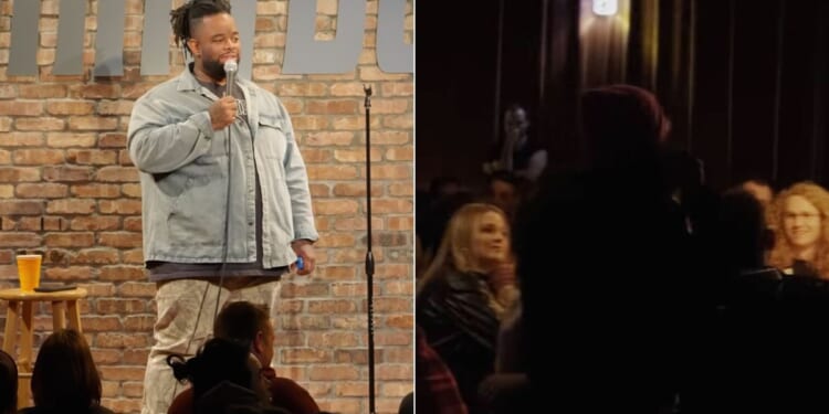 While performing in Kansas City, Missouri, recently, comedian David Lucas, left, made a George Floyd joke while talking to a heckler, which cause several people to leave the show.