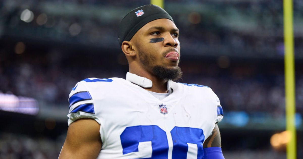 Dallas Cowboys running back Tony Pollard looks on before kickoff against the Philadelphia Eagles Dec. 24, 2022, in Arlington, Texas. (