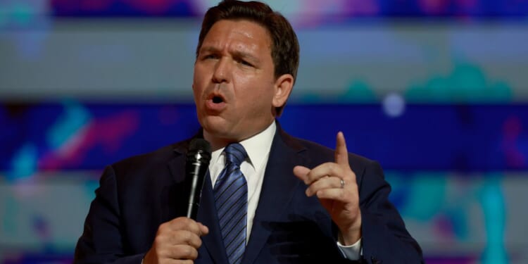 Florida Gov. Ron DeSantis speaks during the Turning Point USA Student Action Summit at the Tampa Convention Center on July 22, 2022.