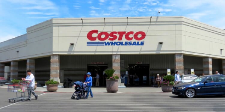 Shoppers are pictured in a 2019 file photo outside a Costco in San Leandro, California.