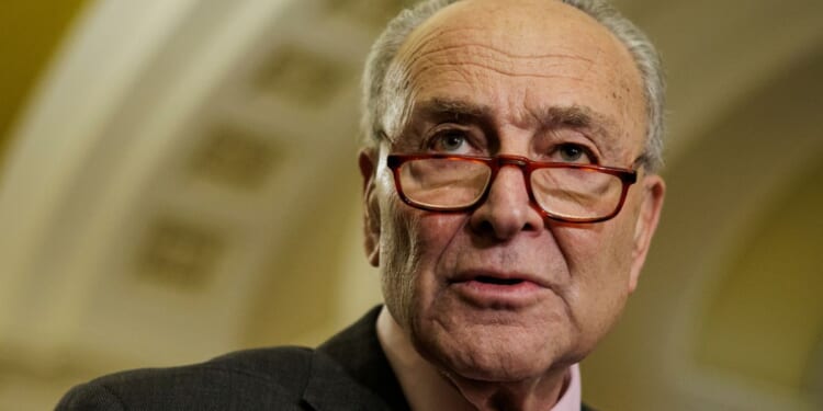 Senate Majority Leader Chuck Schumer speaks during a news conference in Washington, D.C., on Jan. 23.