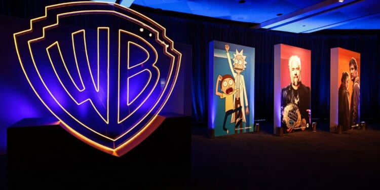 The Warner Bros. Discovery logo displayed at The Theater at Madison Square Garden in 2023.