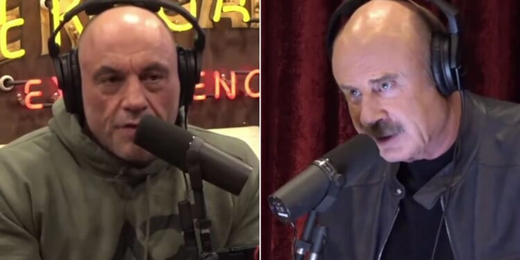 Dr. Phil, right, discussed transgender surgeries for children with podcaster Joe Rogan, left.