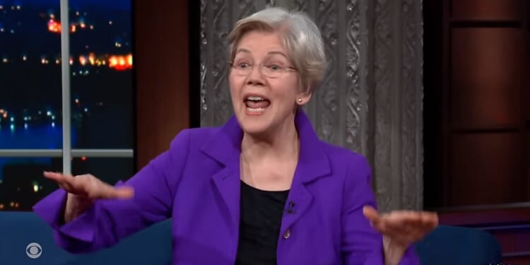 Massachusetts Sen. Elizabeth Warren sings Monday night on "The Late Show with Stephen Colbert."