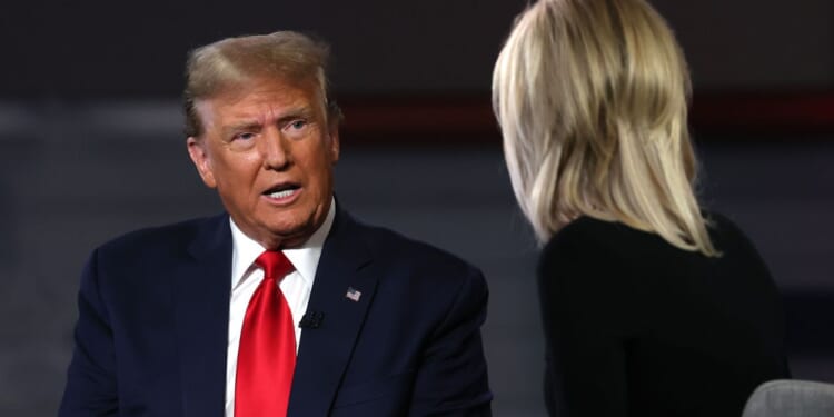 Former President Donald Trump speaks during a town hall on Fox News' "The Ingraham Angle" on Tuesday in Greenville, South Carolina.