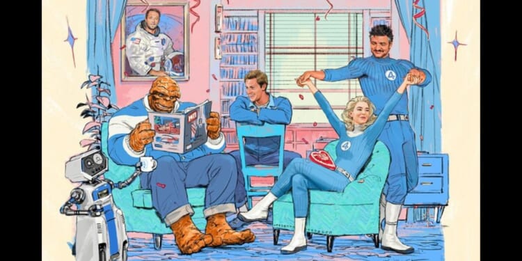 Illustration distributed by Marvel Studios revealing the new "Fantastic Four" film's cast.