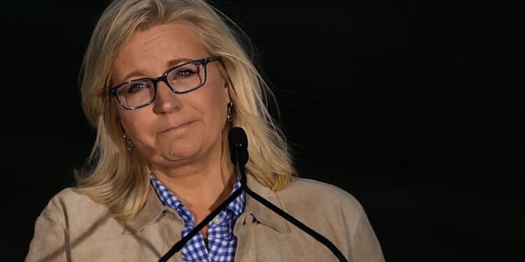 Then-U.S. Rep. Liz Cheney gives a concession speech to supporters during a primary-night event on Aug. 16, 2022, in Jackson, Wyoming.