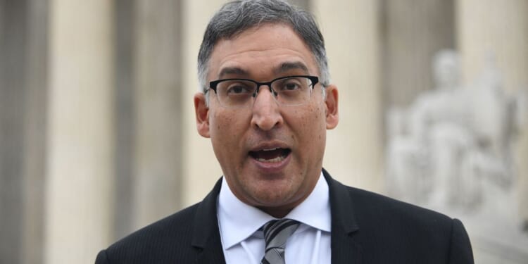 Attorney Neal Katyal speaks to the media in front of the U.S. Supreme Court in Washington, D.C., on Dec. 7, 2022.