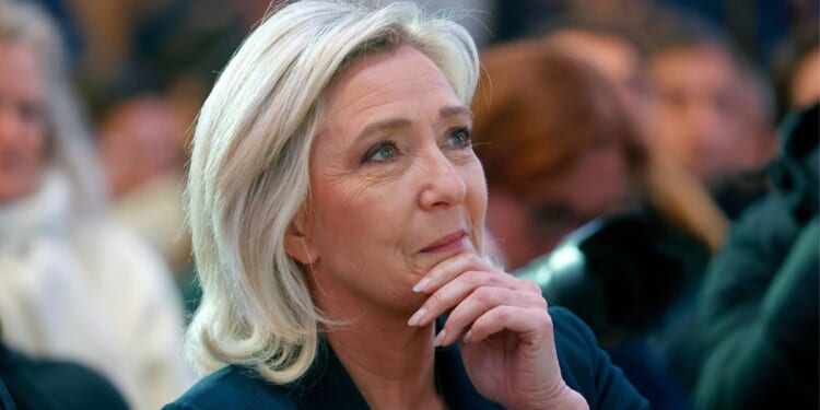 Marine Le Pen of France's National Rally parliamentary group looks on during an event in Paris on Jan. 15.