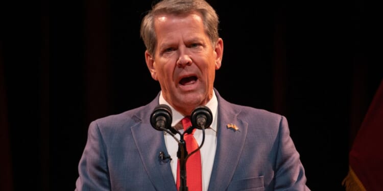 Georgia Gov. Brian Kemp addresses his supporters at a watch party in Atlanta after winning re-election on Nov. 8, 2022.