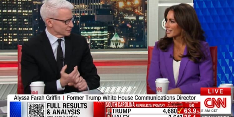 CNN's Anderson Cooper, left, with former Trump White House aide and current "The View" co-host Alyssa Farah.