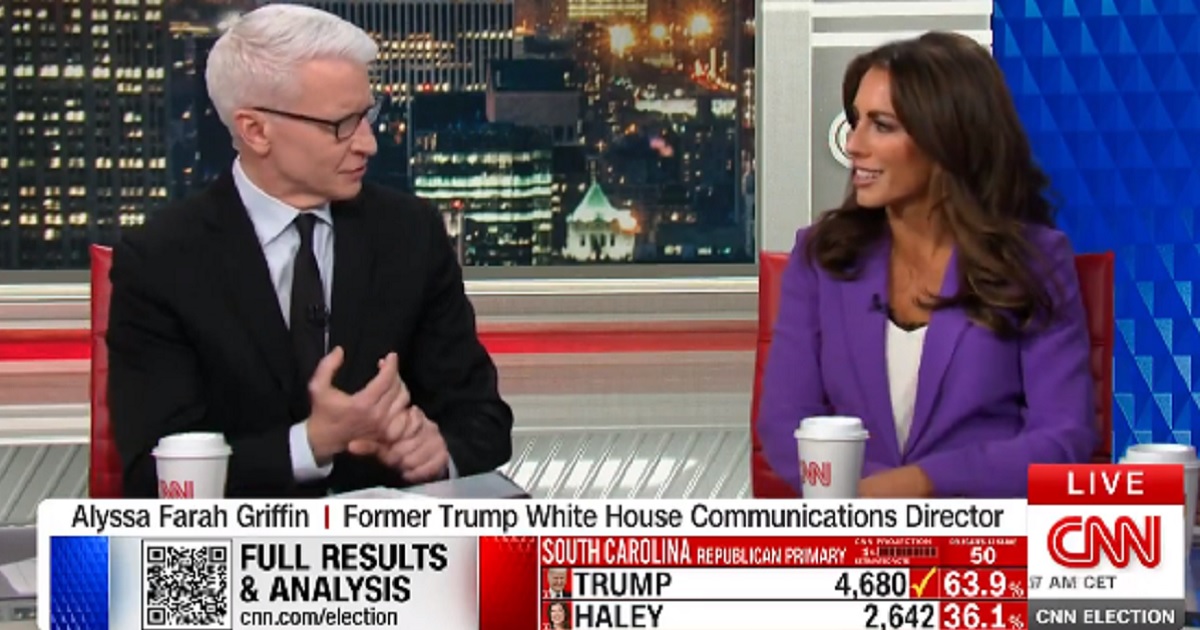 CNN's Anderson Cooper, left, with former Trump White House aide and current "The View" co-host Alyssa Farah.