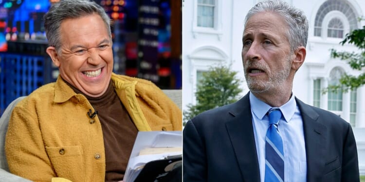 Fox News host Greg Gutfeld, left, trounced Jon Stewart's, right, much hyper premier of "The Daily Show with Jon Stewart" in the ratings.