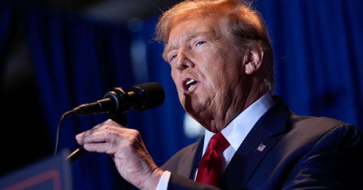 Republican presidential candidate former President Donald Trump speaks at a primary election night party at the South Carolina State Fairgrounds in Columbia, South Carolina, on Saturday.