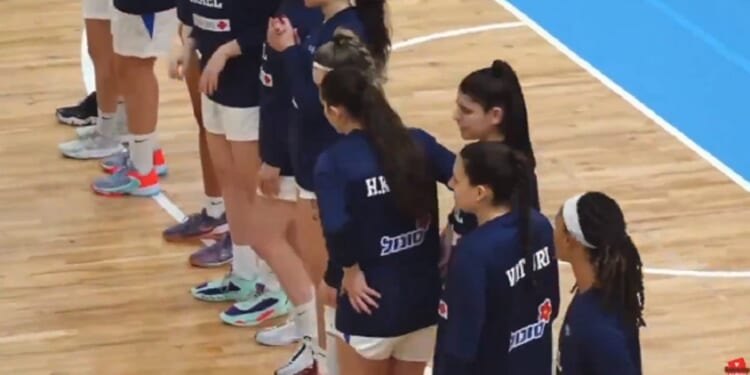 Israel's women's basketball team lines up before a game against Ireland on Thursday.