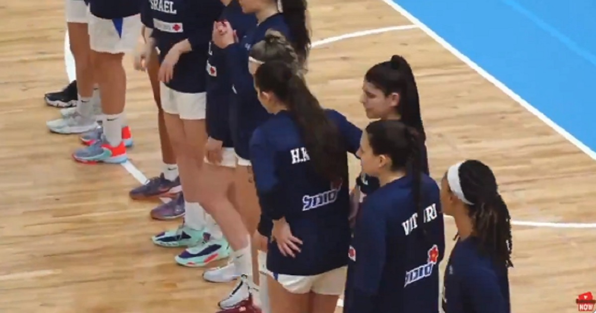 Israel's women's basketball team lines up before a game against Ireland on Thursday.