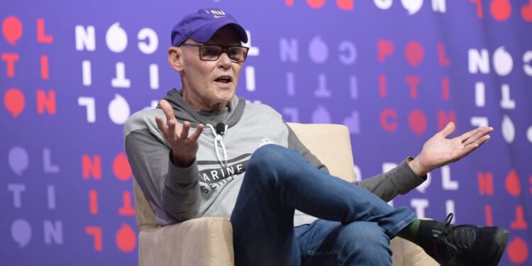 James Carville, seen speaking at a 2019 event, shied away from saying the Biden administration should brag to voters about the state of the U.S. economy.