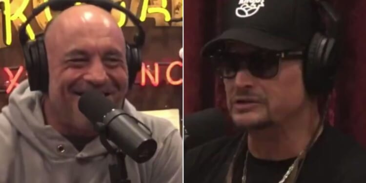 Podcaster Joe Rogan, left, revisited the Bud Light boycott with Kid Rock, right.