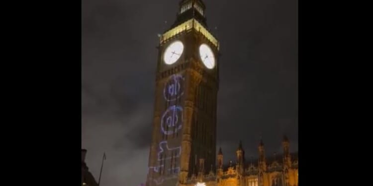 "Palestine will be free" and other pro-Palestinian messages were projected onto London’s Houses of Parliament on Wednesday.