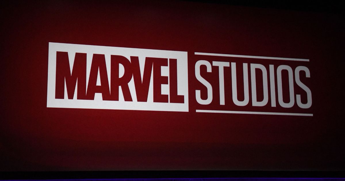 The Marvel Studios logo onstage during the Walt Disney Studios special presentation at CinemaCon 2022.