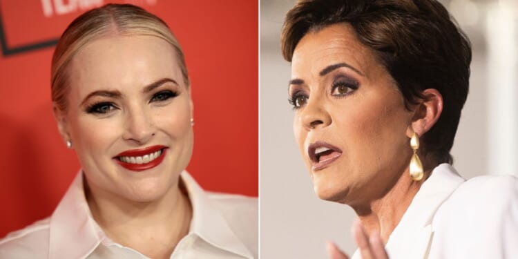 Meghan McCain, left, had a harsh response to an attempt by Arizona GOP senatorial candidate Kari Lake, right, to make amends with the McCain family.