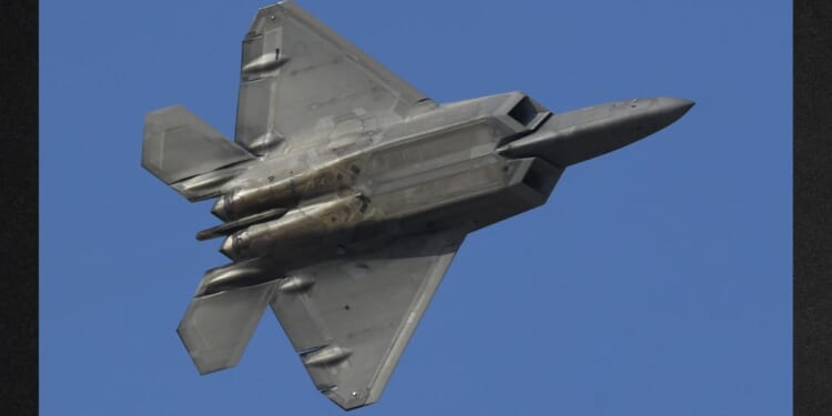 A US air force F-22 fighter jet is seen at an event during the Dubai airshow in the United Arab Emirates in a file photo from 2019.