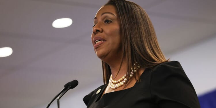 Attorney General Letitia James speaks during a press conference following a verdict against former U.S. President Donald Trump in a civil fraud trial on Feb.16 in New York City.