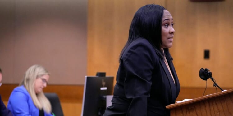 Fani Willis making an argument in a Georgia courtroom