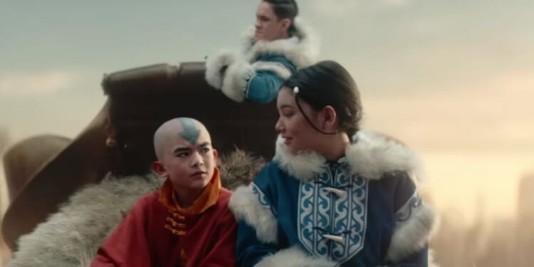 This YouTube screen shot depicts a scene from Netflix's "Avatar: The Last Airbender" show.