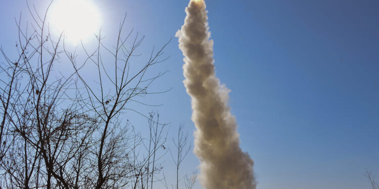 This photo provided by the North Korean government shows what it says is a test firing of a new anti-air missile in North Korea on Friday. The content of this image as provided could not be independently verified.