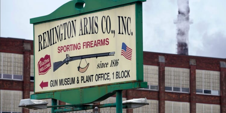 A sign for Remington Arms is displayed in front of their compound in Ilion, N.Y., Feb. 1, 2024. The nation’s oldest gun-maker is consolidating operations in Georgia and recently announced plans to shutter the Ilion factory in early March.