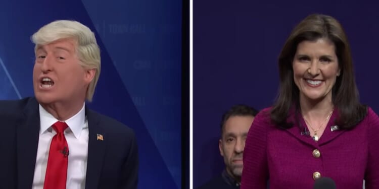 U.S. presidential candidate and former South Carolina governor Nikki Haley appeared in a Saturday Night Live sketch Saturday, playing herself alongside actor James Austin Johnson, who played former President Donald Trump.