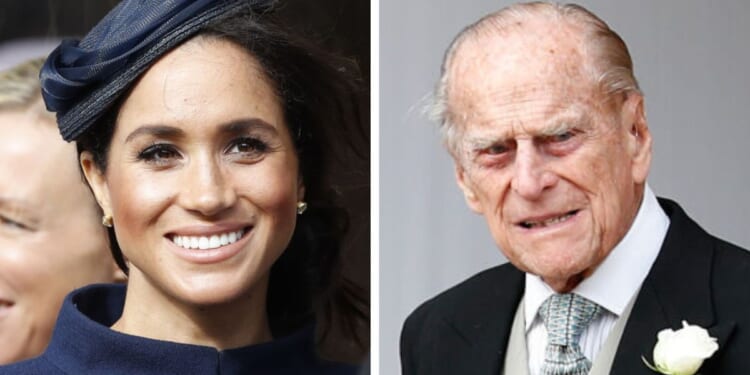 Meghan Markle, Duchess of Sussex, and Britain's Prince Philip, Duke of Edinburgh.