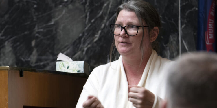 Jennifer Crumbley testifies during her trial in Pontiac, Michigan, on Thursday.