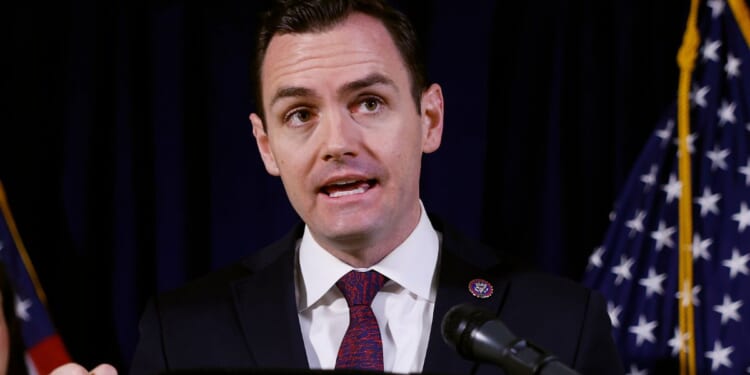 Chair of the House Select Committee on the Strategic Competition Between the United States and the Chinese Communist Party Mike Gallagher speaks during a news conference on Capitol Hill in Washington, D.C., on Feb. 28, 2023.