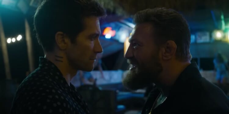 This YouTube screen shot shows actor Jake Gyllenhaal and UFC fighter Conor McGregor in the 'Road House' reboot.