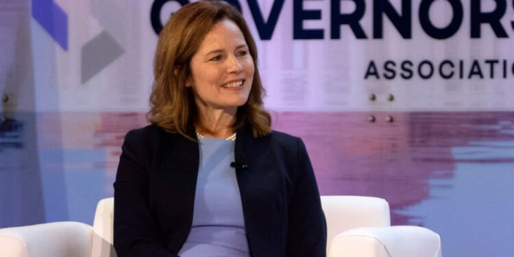 Amy Coney Barrett at a panel discussion at the National Governors Association