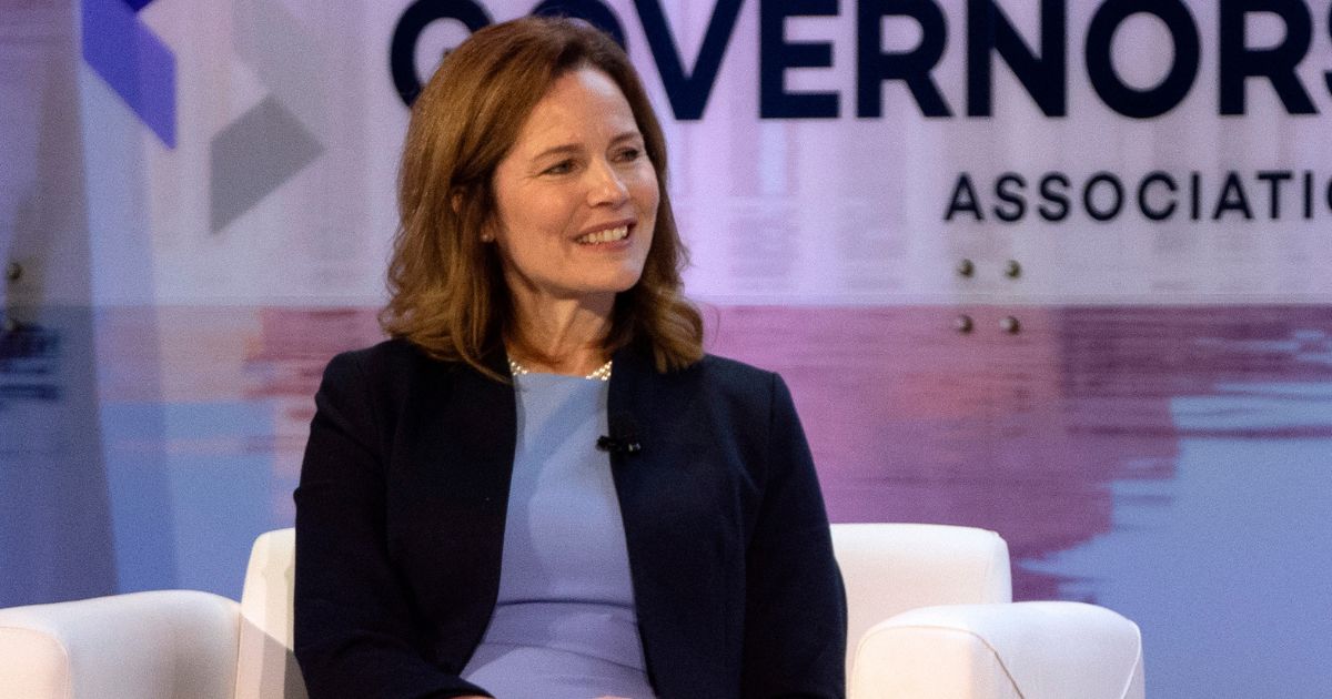 Amy Coney Barrett at a panel discussion at the National Governors Association