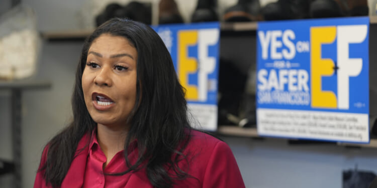 San Francisco Mayor London Breed speaks at a news conference at the Footprint retail store in San Francisco on Jan. 25.