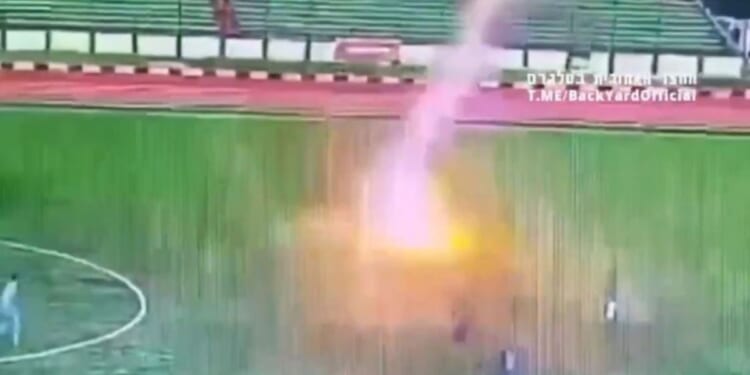 A screen shot taken from X shows the moment lightning struck a soccer field in Indonesia and killed a player during a game.