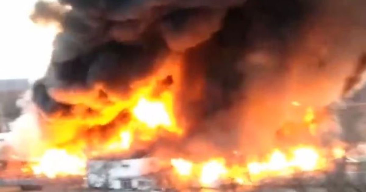 A massive fire broke out Saturday at a cattle auction facility in Rock Island, Illinois.