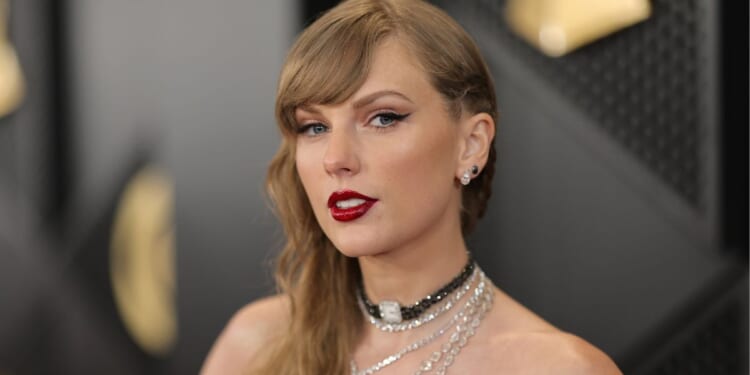 Taylor Swift attends the 66th GRAMMY Awards in Los Angeles, California, on Sunday.